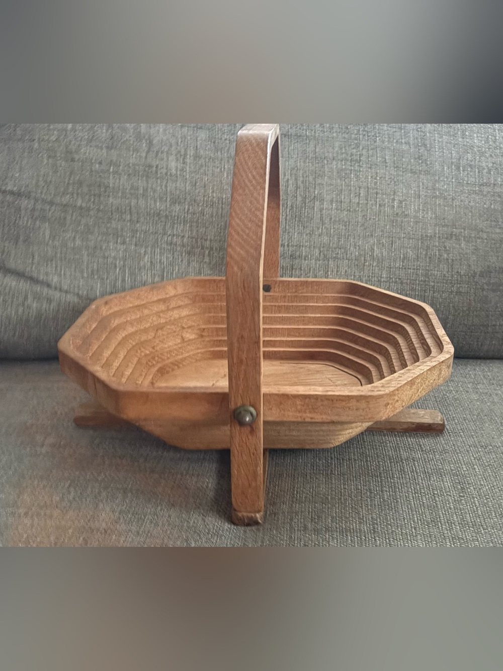 Handcrafted Wooden Tray Basket in wNatural Brown